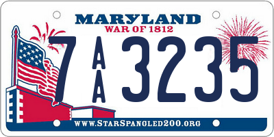 MD license plate 7AA3235