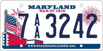 MD license plate 7AA3242