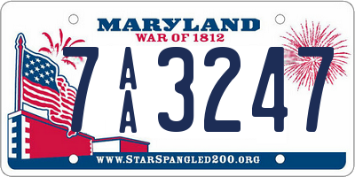 MD license plate 7AA3247