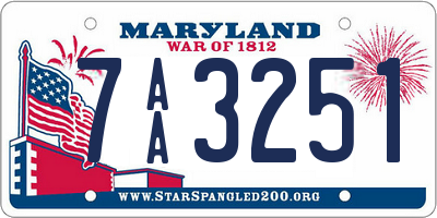 MD license plate 7AA3251