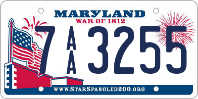 MD license plate 7AA3255