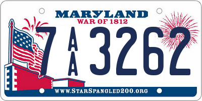 MD license plate 7AA3262