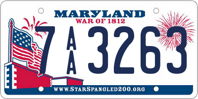 MD license plate 7AA3263