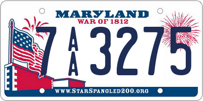 MD license plate 7AA3275