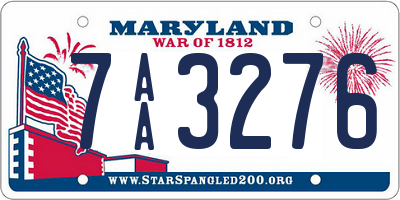 MD license plate 7AA3276