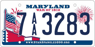 MD license plate 7AA3283