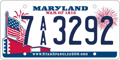 MD license plate 7AA3292