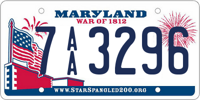 MD license plate 7AA3296
