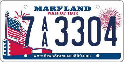 MD license plate 7AA3304