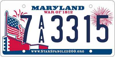 MD license plate 7AA3315