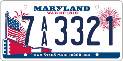 MD license plate 7AA3321