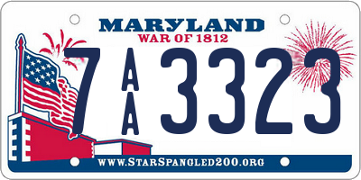 MD license plate 7AA3323