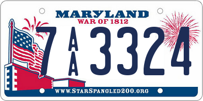 MD license plate 7AA3324