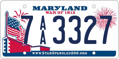 MD license plate 7AA3327