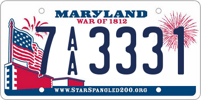 MD license plate 7AA3331