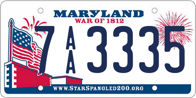MD license plate 7AA3335