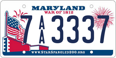 MD license plate 7AA3337