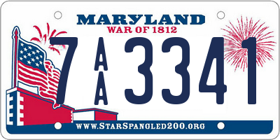MD license plate 7AA3341