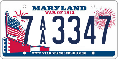 MD license plate 7AA3347