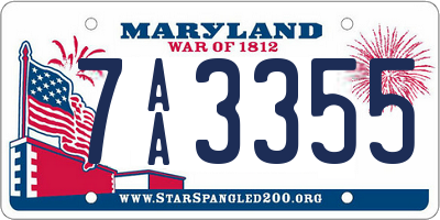 MD license plate 7AA3355