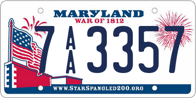 MD license plate 7AA3357
