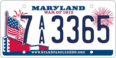 MD license plate 7AA3365