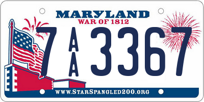 MD license plate 7AA3367