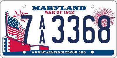 MD license plate 7AA3368