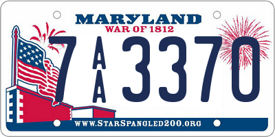 MD license plate 7AA3370