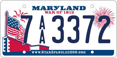 MD license plate 7AA3372