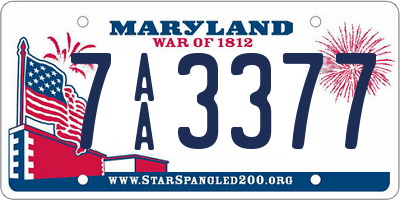 MD license plate 7AA3377