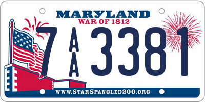 MD license plate 7AA3381
