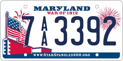 MD license plate 7AA3392