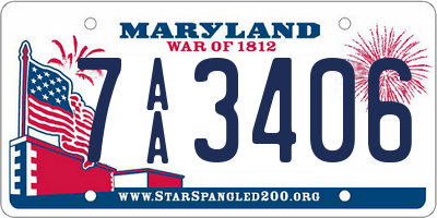 MD license plate 7AA3406