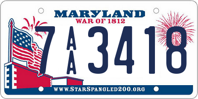 MD license plate 7AA3418