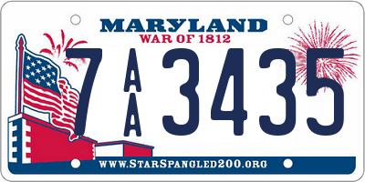 MD license plate 7AA3435