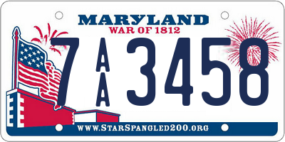 MD license plate 7AA3458