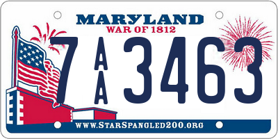 MD license plate 7AA3463