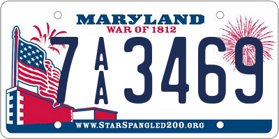 MD license plate 7AA3469