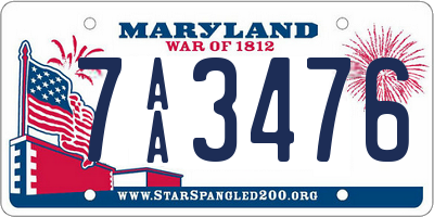 MD license plate 7AA3476