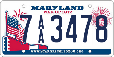 MD license plate 7AA3478