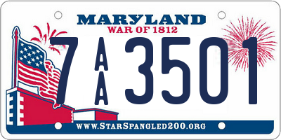 MD license plate 7AA3501