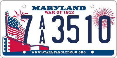 MD license plate 7AA3510