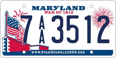 MD license plate 7AA3512