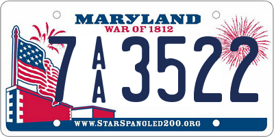MD license plate 7AA3522