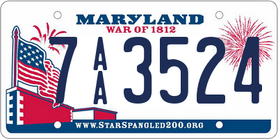 MD license plate 7AA3524