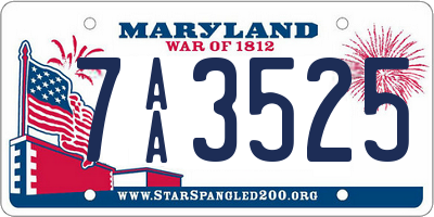 MD license plate 7AA3525
