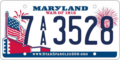 MD license plate 7AA3528