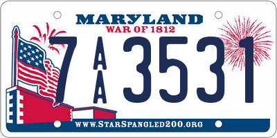 MD license plate 7AA3531