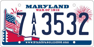 MD license plate 7AA3532